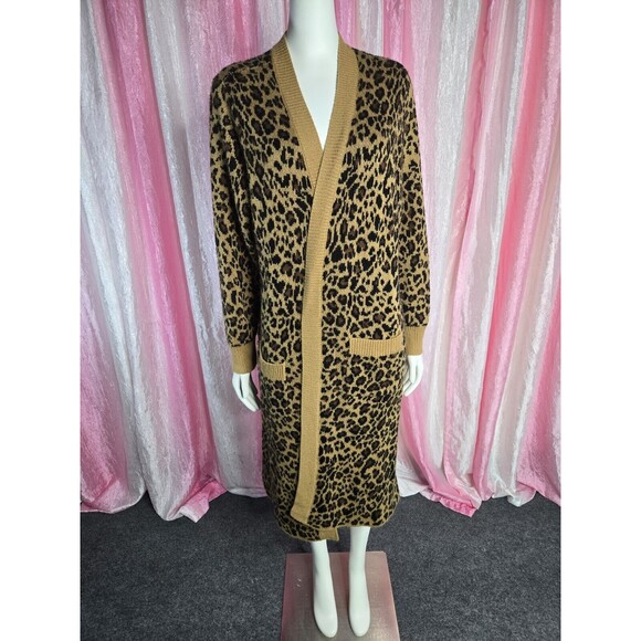 Torrid Leopard Cozy Knit Long Open Duster Cardigan Size Large - Picture 2 of 12